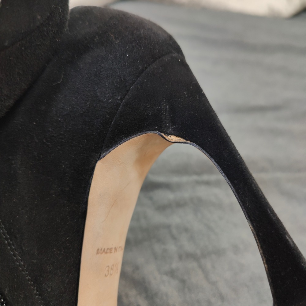 Christian Dior Boots Womens 38.5 Black Suede Pointed Toe‎ Stiletto Ankle Booties - Picture 8 of 13
